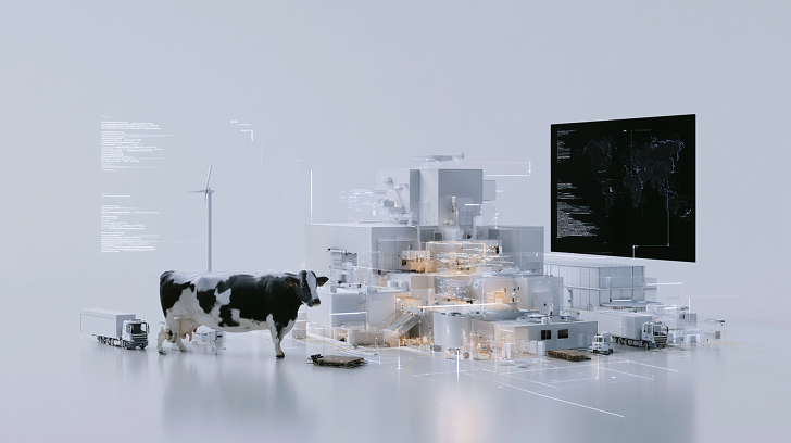 Product journey from farm to consumer with a data overlay