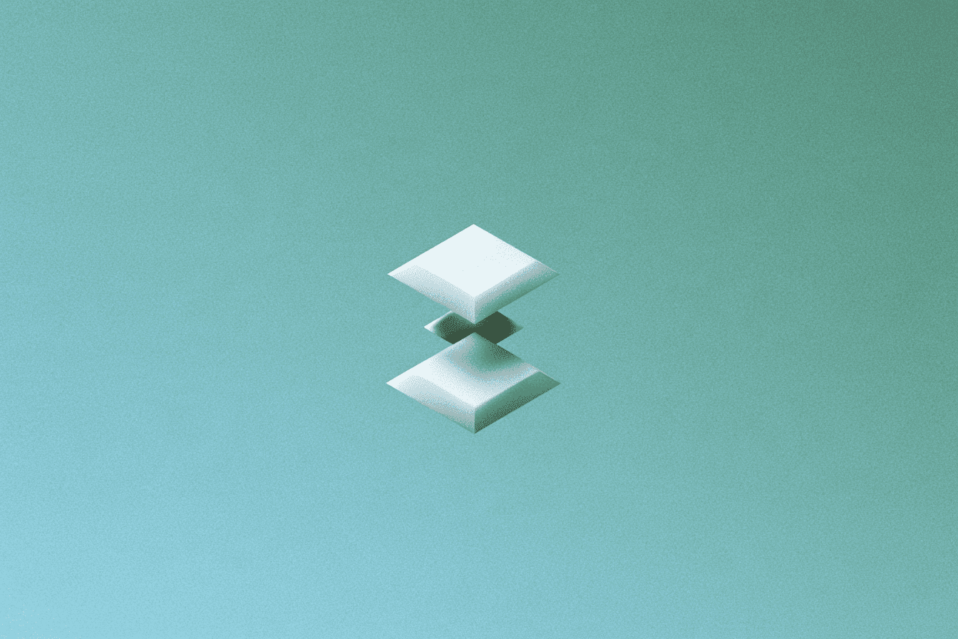 Two stacked diamond shapes with a gap of empty space between them